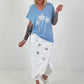 T-Shirt mit Glitzerpalmen - hellblau