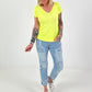 Ripp T-Shirt mit Fransen - neongelb