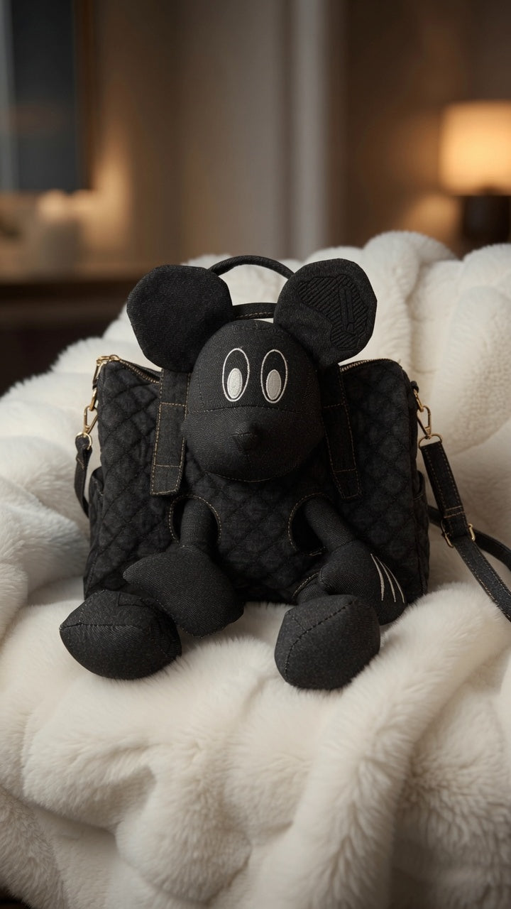 Canvas bag with special details and Speedy shape - denim used black