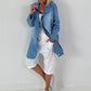 Oversized short coat with eyelets - light blue