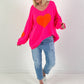 Oversized trui model "Heart Flair" - neonroze