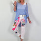 Hose mit Print-Mix und Comicmotiven - weiss-pink-mehrfarbig
