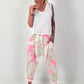 Linen Baggy with Tie-Dye Pattern - white-neon pink-beige