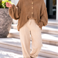 Kuschelige Oversized Strickjacke mit Außennähten - camel