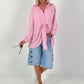 Long blouse with tie — pink
