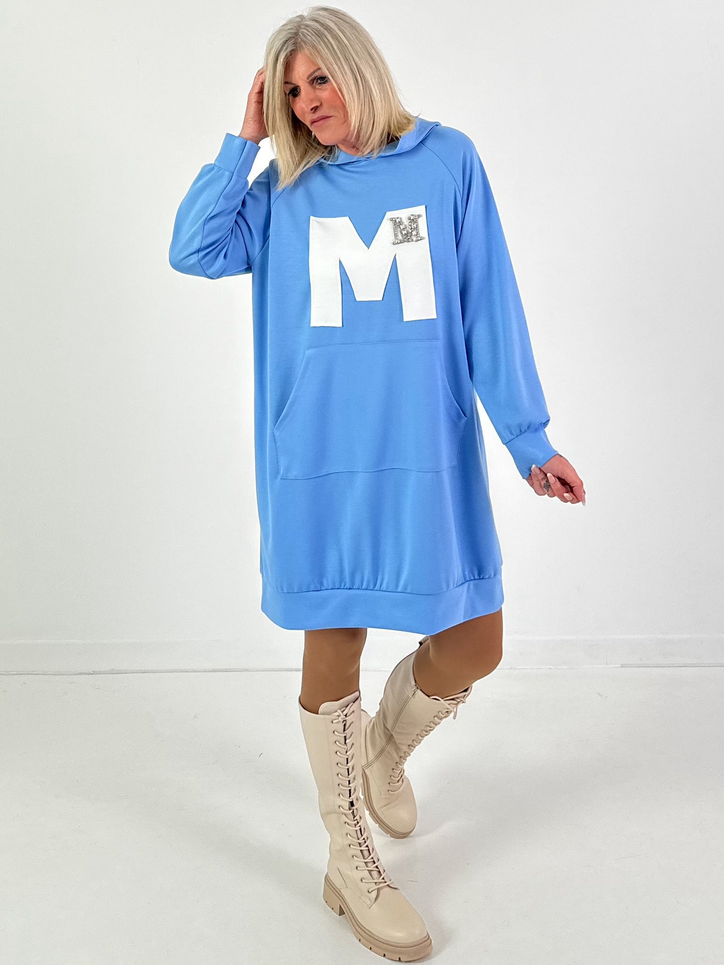 Long Hoodie/Kleid Modell "Edition M" - hellblau