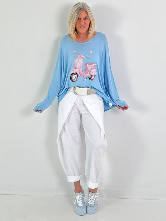 Oversized Pullover Vespa - hellblau