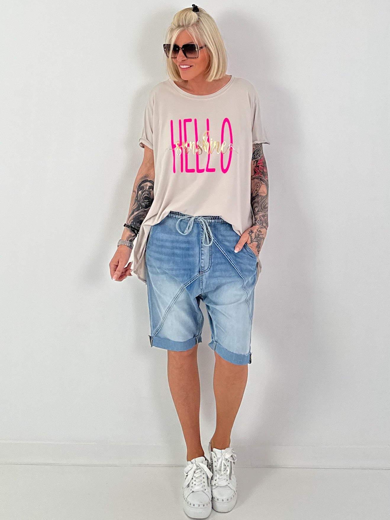 Long T-Shirt Hello Sunshine - beige