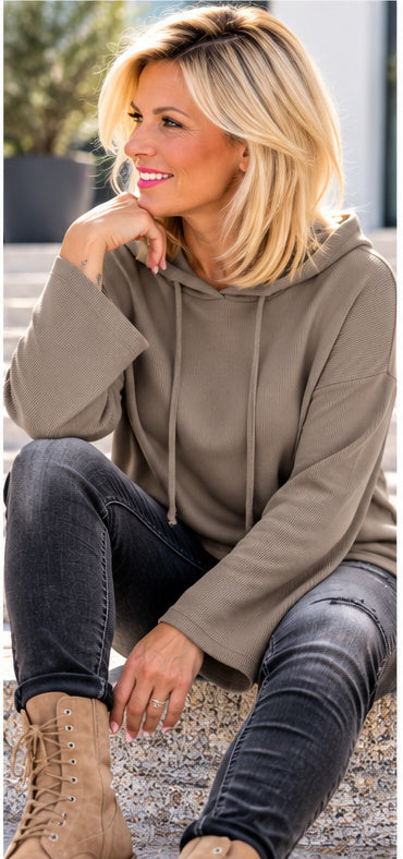 Ripp-Hoodie - taupe