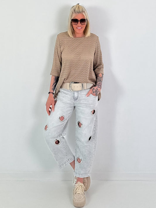 T-Shirt mit halben Arm - taupe