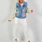 Denim jacket with crocheted sleeves - denim