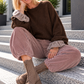 Sweater with ruffled cuffs - mocha taupe