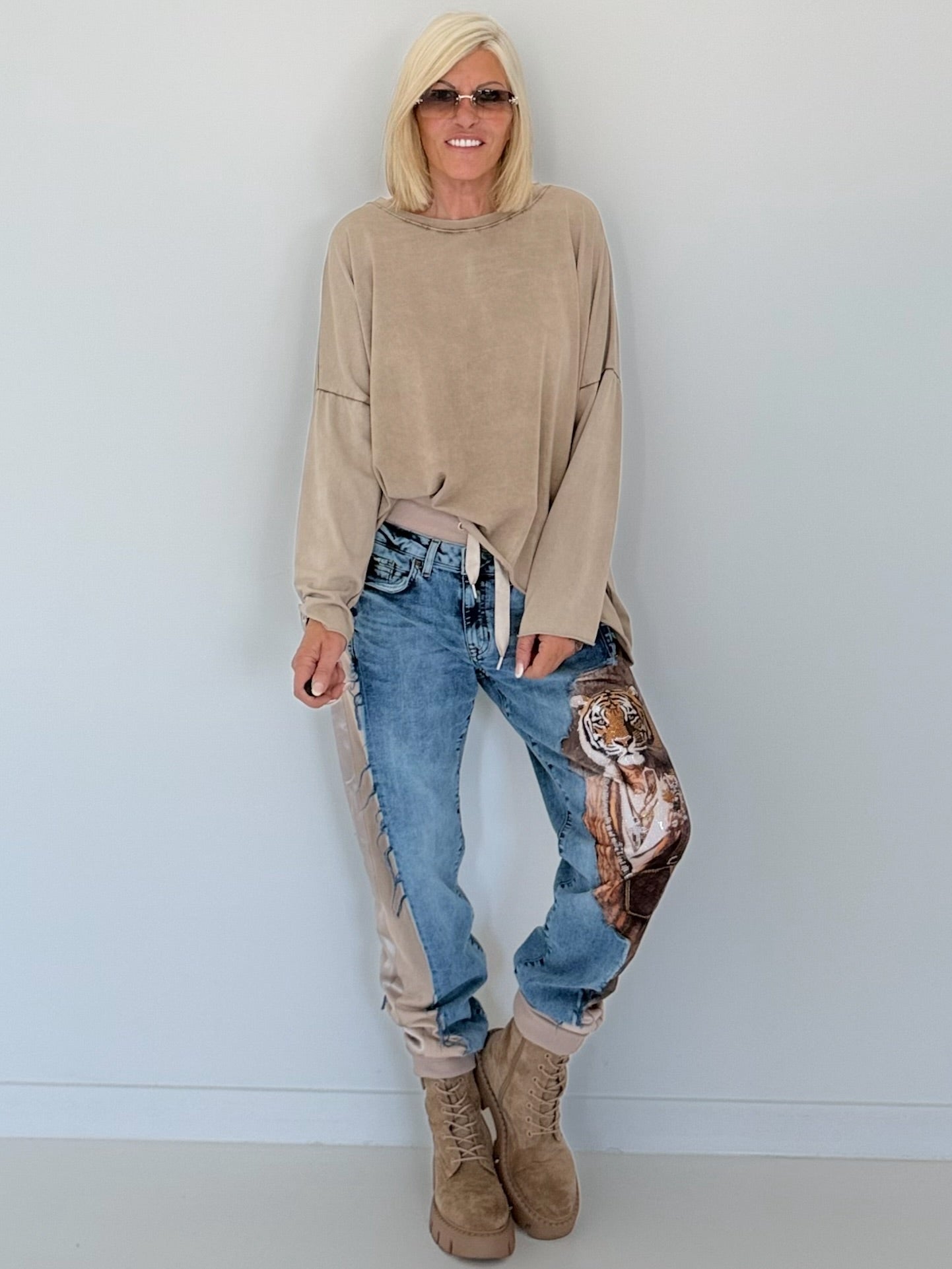 Oversized Shirt stone washed - taupe