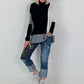 Oversized Feinstrickpullover mit Stulpenärmeln - schwarz-weiss-grau