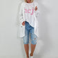 Linen Short Coat with Eyelets - white