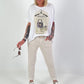 T-Shirt Glitzer-Bag - weiss-beige