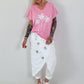 T-Shirt mit Glitzerpalmen - rosa
