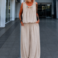 Zweiteiler mit Schmucksteinen - beige