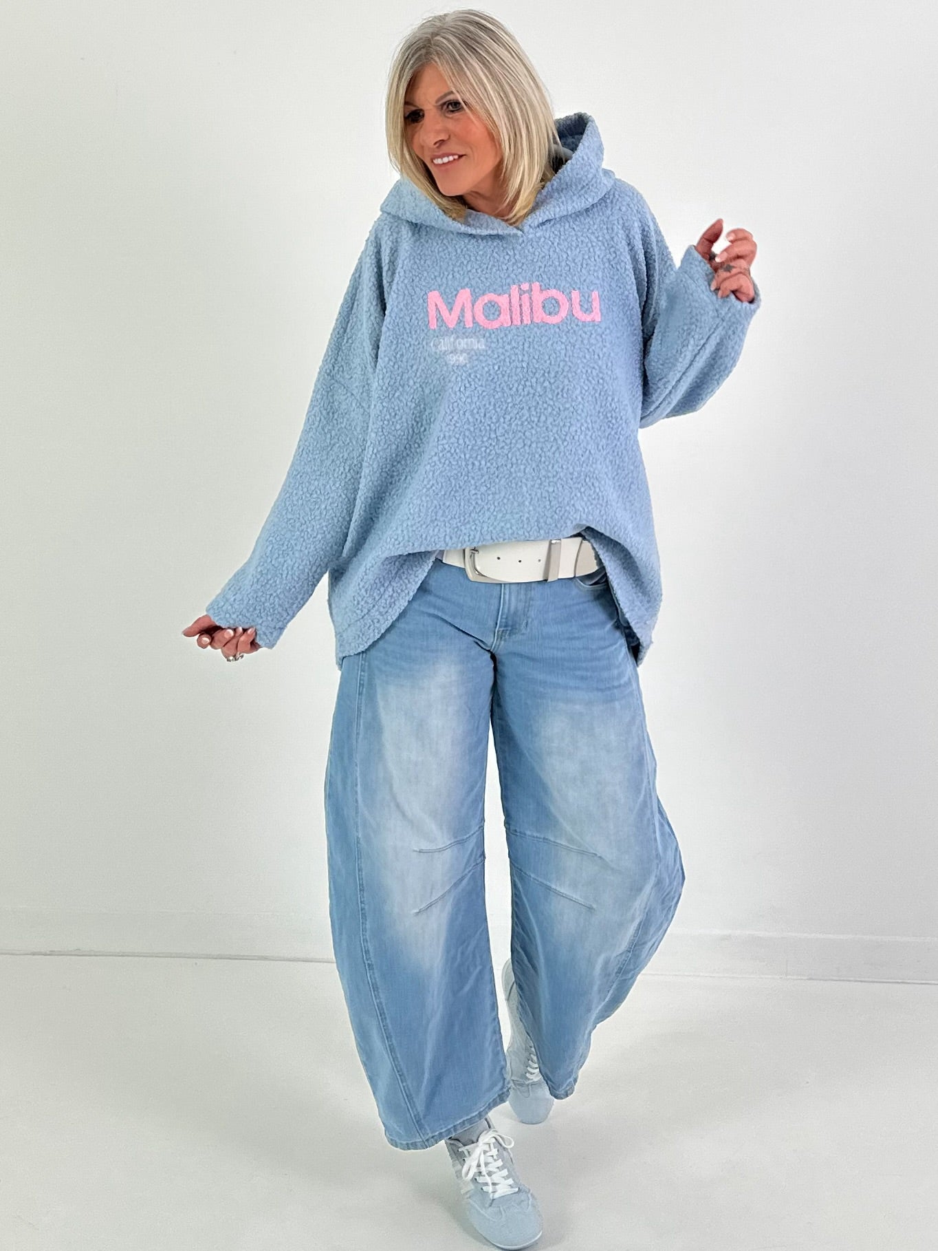 Bouclé Hoodie Malibu - hellblau