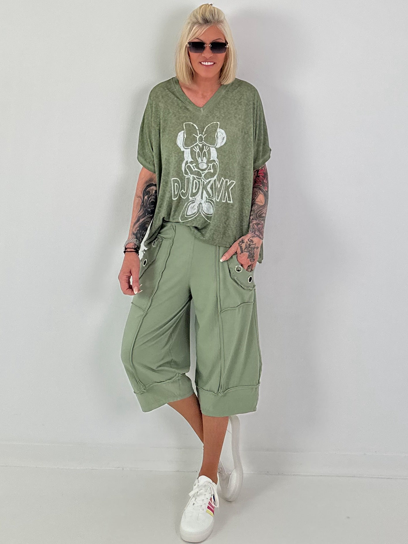 Fine knit shirt Mouse - khaki