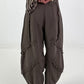 Balloon Linen Trousers with Fringe Details - taupe