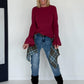 Shirt mit Trompetenärmelchen - burgundi
