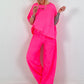 Sweatpants with large side pockets - neon pink