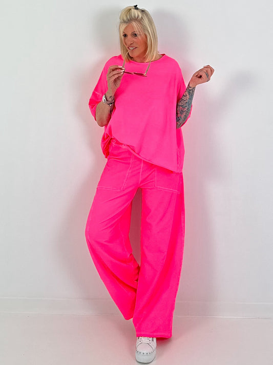 Sweater mit kurzem Arm - neonpink