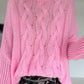 Pullover mit Stulpenärmeln und Zopfmuster - rosa