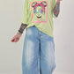 Oversized T-shirt met print op de voorkant - limoengroen