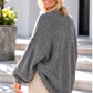 Kuschelige Oversized Strickjacke mit Außennähten - anthrazit
