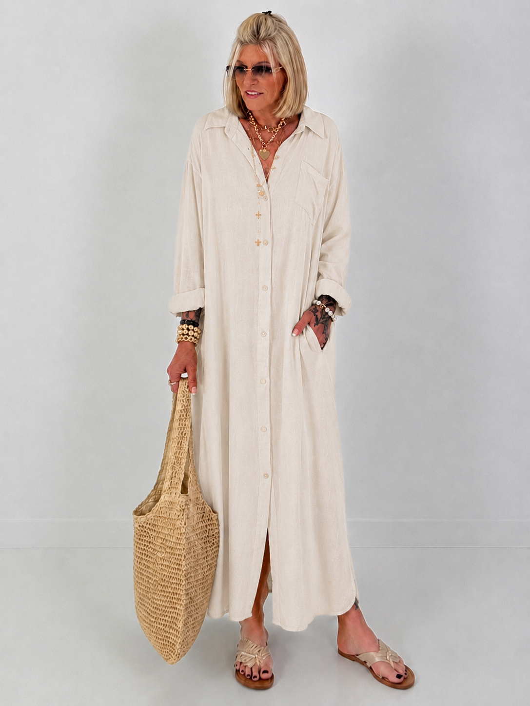 Linen dress - beige