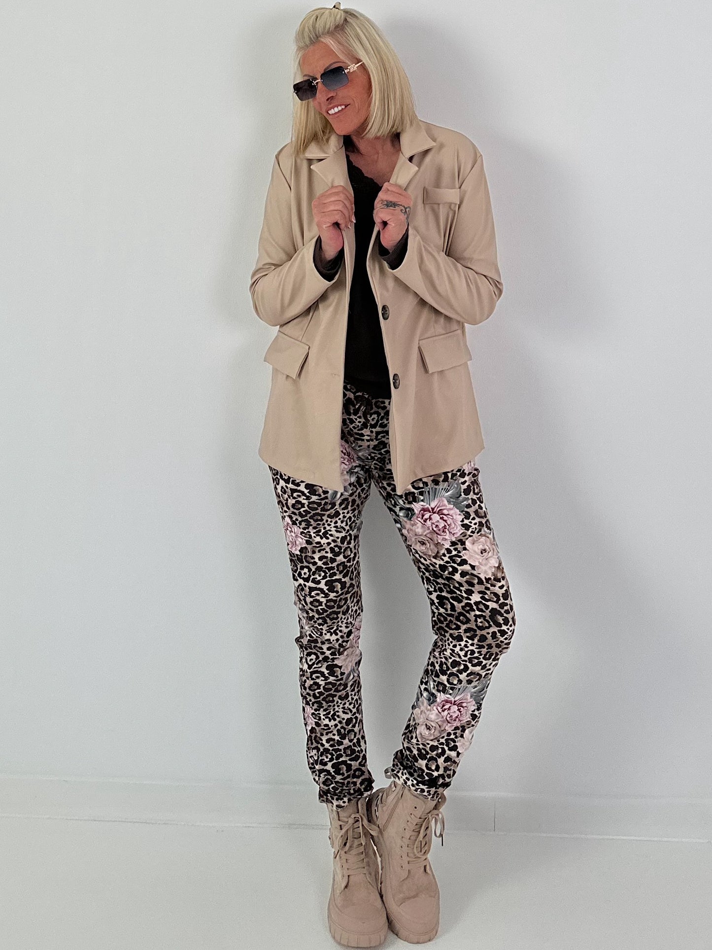 Blazer in Leder-Optik - beige