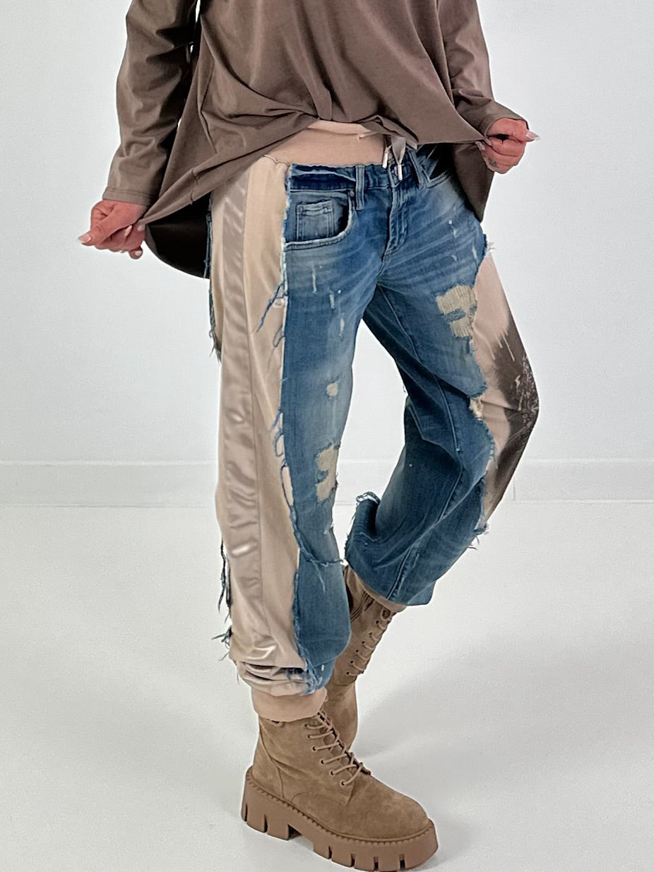 Jogg-Jeans im used Look Royal Leopard - denim