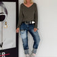 Basic Shirt mit V-Ausschnitt - anthrazit