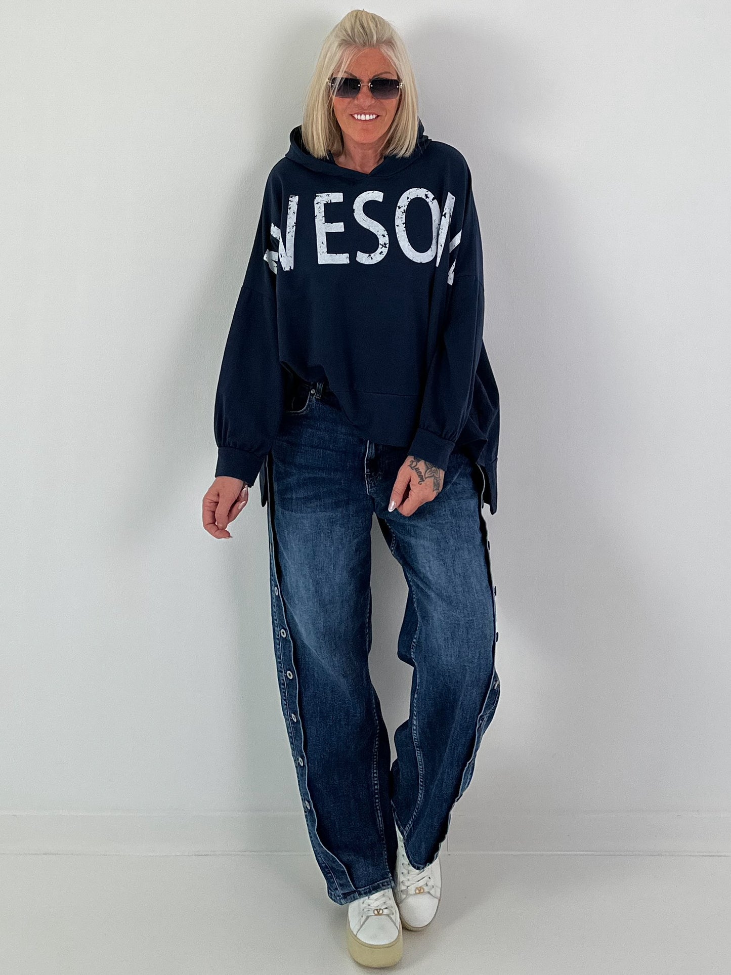Oversized Hoodie Awesome - night blue