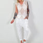Pullunder mit Raute - weiss-beige