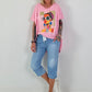 Oversized Shirt with Front Print - Pink