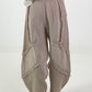 Balloon Linen Trousers with Fringe Detail - Beige