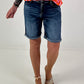 Jeans-Short mit umgeschlagenem Saum - dunkelblau