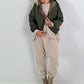 2 in 1 Jacke mit Leo-Print - oliv