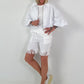 Sommer Crop-Jacke mit halben Arm - weiss