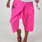Short Linen Baggy with Overlay and Skull Detail - neon pink