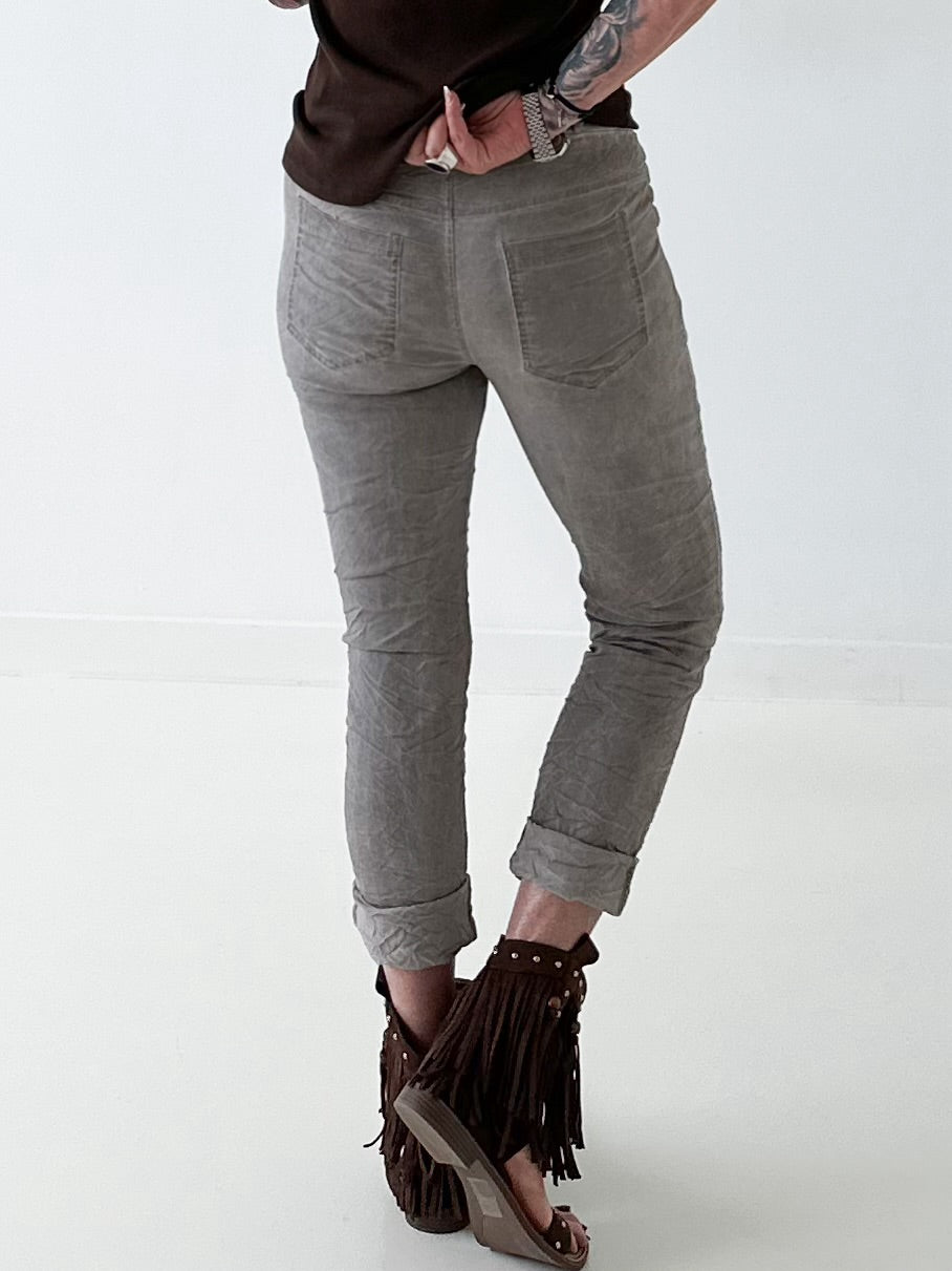 Hose stone washed mit Gürtel - taupe