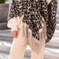Poncho / Überwurf mit Fransen im Leo-Look - beige-leo