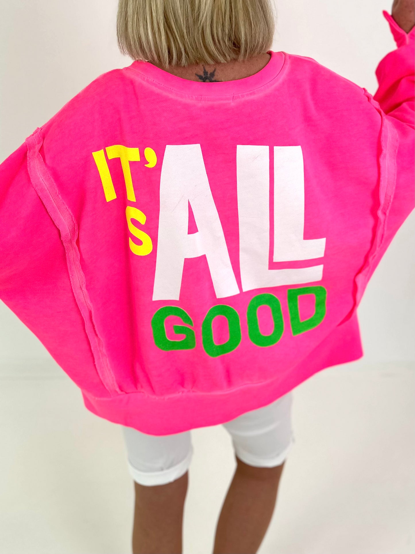 Sweater It's All Good - neon pink