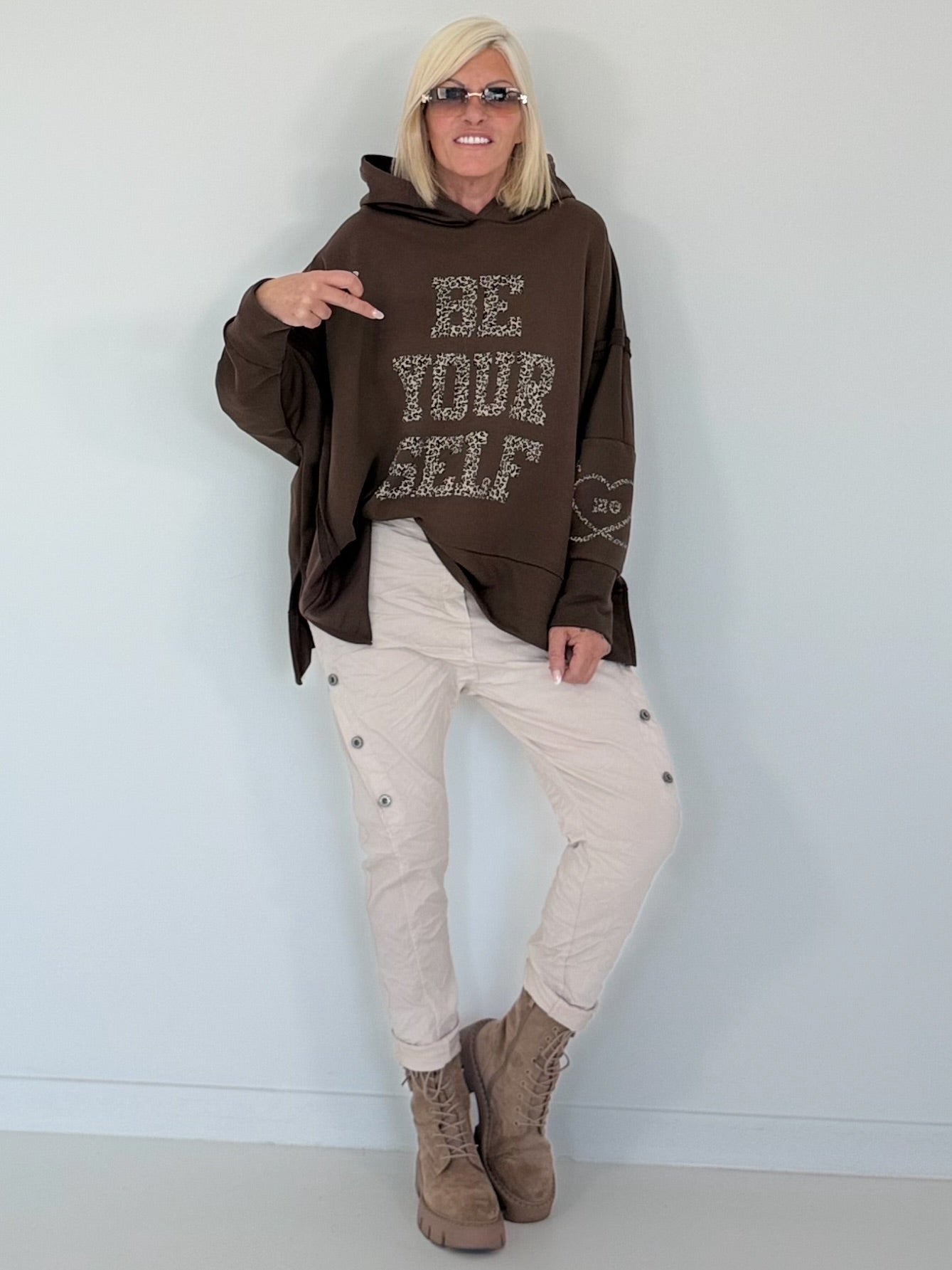 Oversized Hoodie Be Yourself - mokka