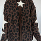 Sweatshirt mit All Over Leo-Print und trendigen Sternelementen - mokka
