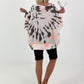 Oversized Batik Leinen Shirt - weiss-neonorange-dunkelbraun