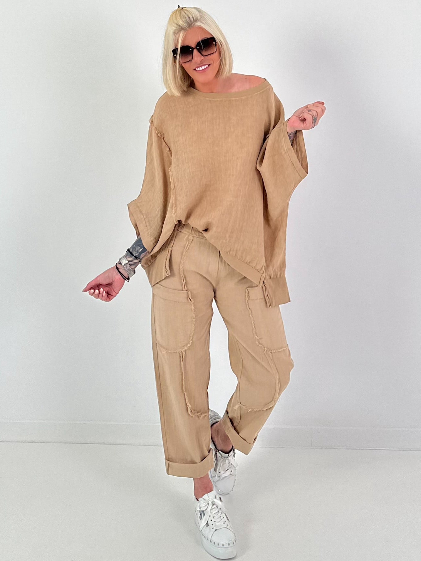 Oversized Linen Shirt - Camel